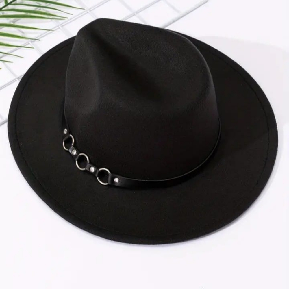Black British Style Jazz Woolen Hat Big Brim Hat Top Hat 22 Inch